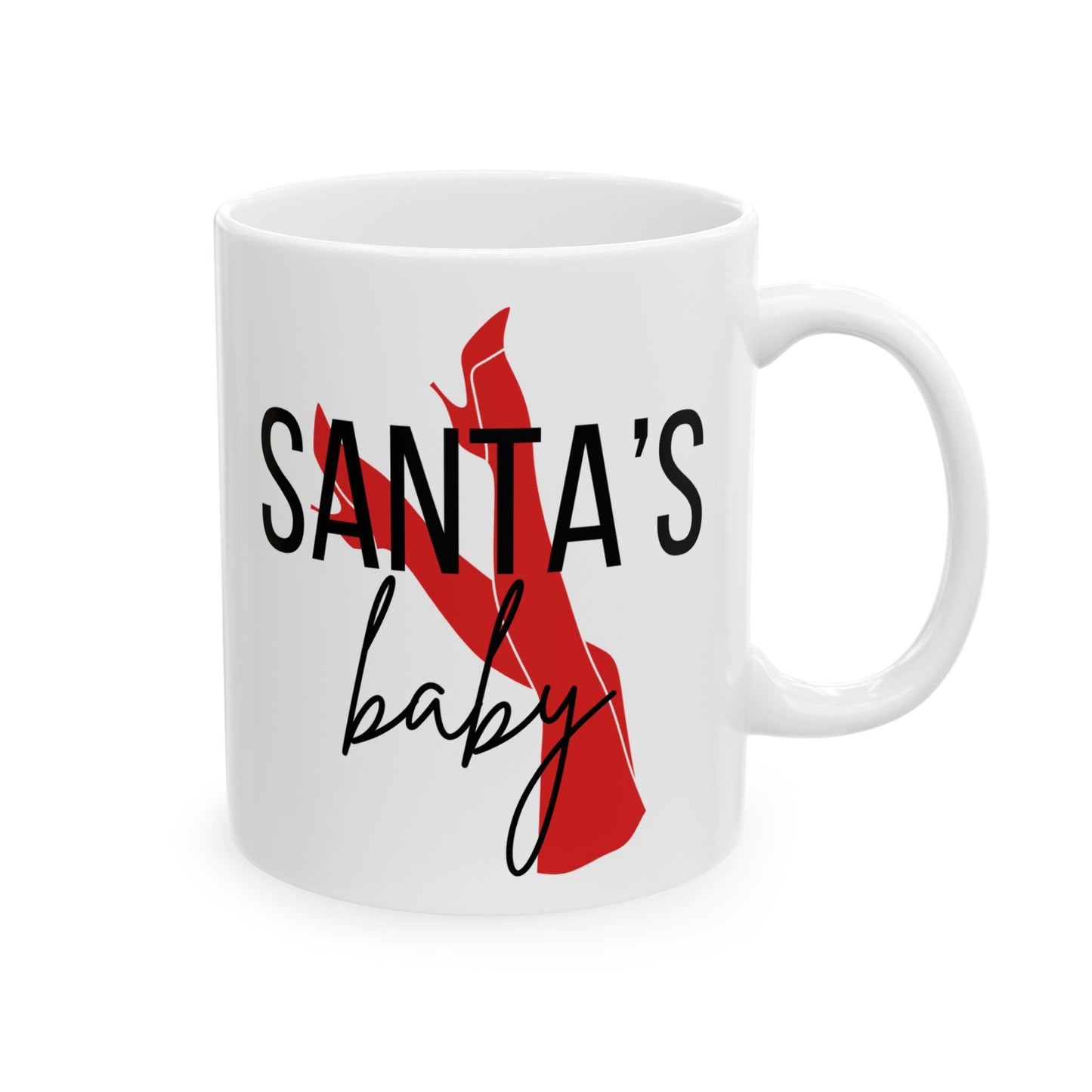 Ceramic Mug, "Santa's baby" mug - Christmas Coffee Cup, Holiday Drinkware, Festive Tea Mug, Funny Xmas Gift, Naughty Hot