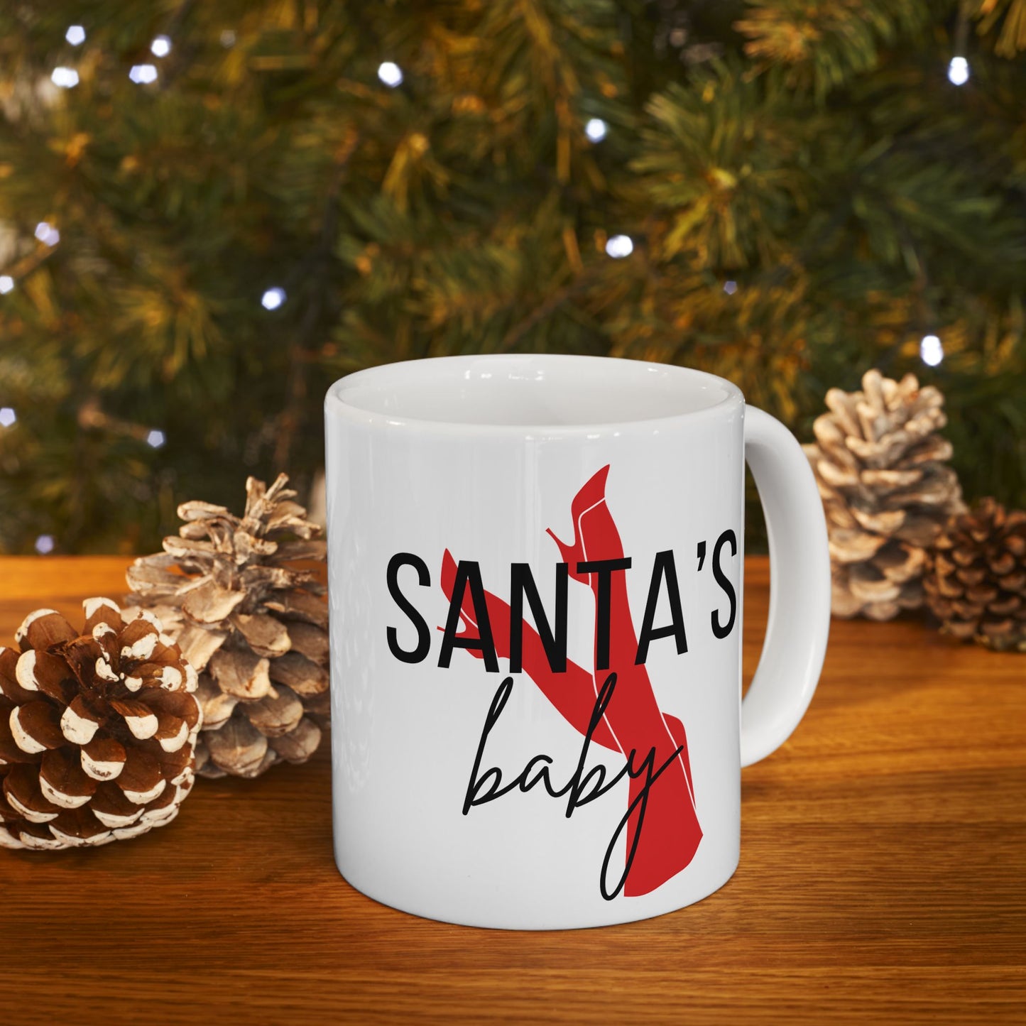 Ceramic Mug, "Santa's baby" mug - Christmas Coffee Cup, Holiday Drinkware, Festive Tea Mug, Funny Xmas Gift, Naughty Hot