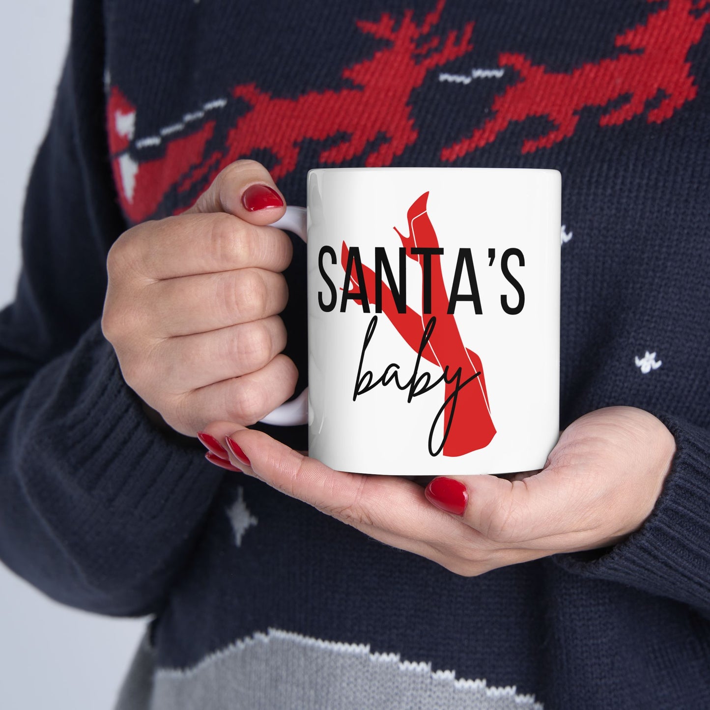 Ceramic Mug, "Santa's baby" mug - Christmas Coffee Cup, Holiday Drinkware, Festive Tea Mug, Funny Xmas Gift, Naughty Hot